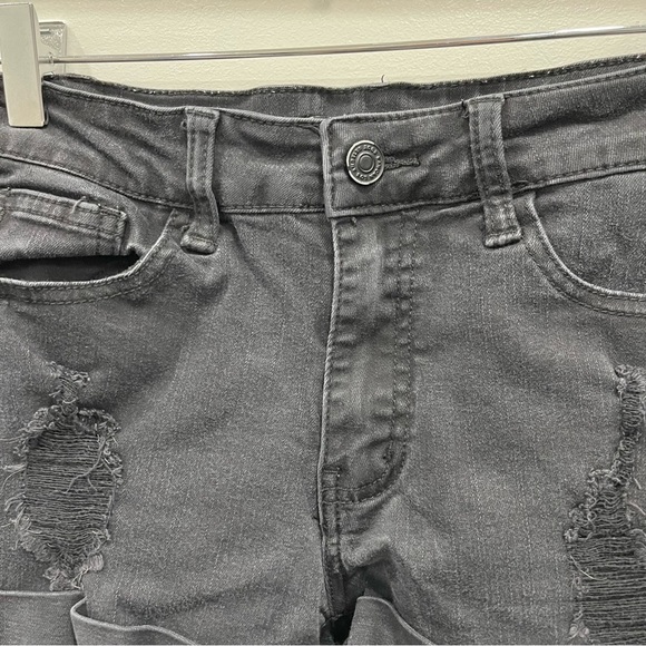 Kancan Washed Black Distressed Cuffed Denim Shorts Size 25 - Picture 5 of 9